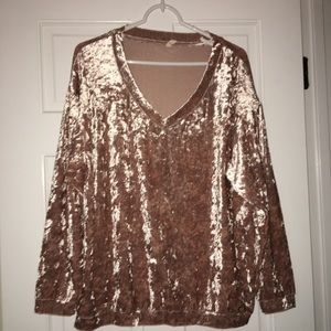 Pale Pink Crushed Velvet Top